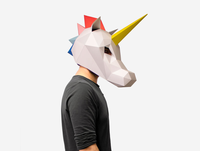 Rainbow Unicorn Mask <br> DIY Paper Mask Template