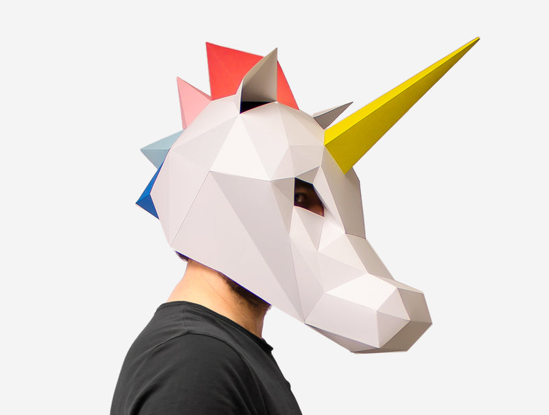 Rainbow Unicorn Mask <br> DIY Paper Mask Template