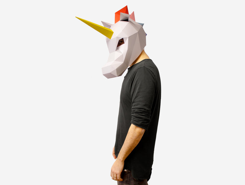 Rainbow Unicorn Mask <br> DIY Paper Mask Template