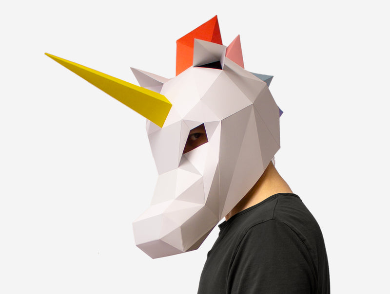 Rainbow Unicorn Mask <br> DIY Paper Mask Template